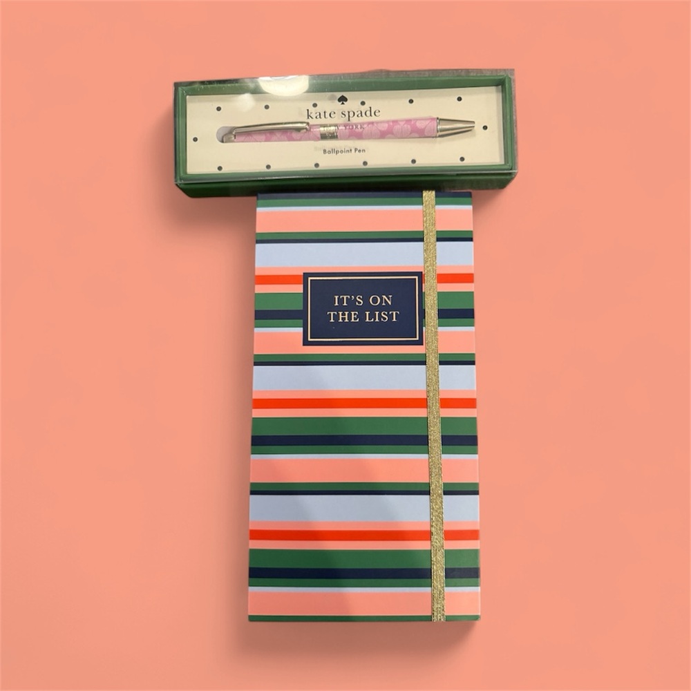 Kate Spade Multicolor Striped Notepad with Pen